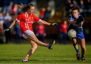 16 June 2019; Daire Kiely of Cork in action against Karen McGrath of Waterford during the TG4 Ladies Football Munster Senior Football Championship Final match between Cork and Waterford at Fraher Field in Dungarvan, Co. Waterford. Photo by Harry Murphy/Sportsfile