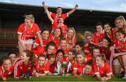 16 June 2019; Cork players celebrate with the trophy following the TG4 Ladies Football Munster Senior Football Championship Final match between Cork and Waterford at Fraher Field in Dungarvan, Co. Waterford. Photo by Harry Murphy/Sportsfile