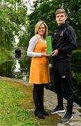 17 June 2019; Sean Gannon of Dundalk is presented with his SSE Airtricity/SWAI Player of the Month award for May 2019 by Leanne Sheill Marketing Manager, SSE Airtricity, at the Grand Canal Hotel in Dublin. Photo by Sam Barnes/Sportsfile