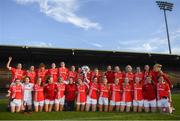 16 June 2019; Cork players celebrate with the trophy following the TG4 Ladies Football Munster Senior Football Championship Final match between Cork and Waterford at Fraher Field in Dungarvan, Co. Waterford. Photo by Harry Murphy/Sportsfile