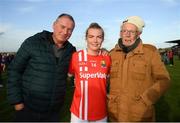 16 June 2019; Saoirse Noonan of Cork poses for a picture with her father, Peter Noonan and grandfather Noel O'Callaghan following the TG4 Ladies Football Munster Senior Football Championship Final match between Cork and Waterford at Fraher Field in Dungarvan, Co. Waterford. Photo by Harry Murphy/Sportsfile