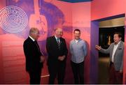 17 June 2019; Uachtarán Chumann Lúthcleas Gael John Horan, second from left, with from left, former RTÉgaelic games commentator Michéal O Muircheartaigh, Oisin McConville, former Armagh player and RTÉ gaelic games panelist and RTÉ gaelic games correspondent Marty Morrissey at the opening of the new exhibition in the GAA Museum 'Tuning In – From Wireless to WiFi' at Croke Park in Dublin. Photo by Eóin Noonan/Sportsfile