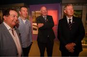 17 June 2019; RTÉ gaelic games correspondent Marty Morrissey, left, with from left, Oisin McConville, former Armagh player and RTÉ gaelic games panalist, Uachtarán Chumann Lúthcleas Gael John Horan and former RTÉ gaelic games commentator Michéal O Muircheartaigh at the opening of the new exhibition in the GAA Museum 'Tuning In – From Wireless to WiFi' at Croke Park in Dublin. Photo by Eóin Noonan/Sportsfile