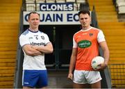 17 June 2019; Vinny Corey of Monaghan and Stephen Sheridan of Armagh during a media event to promote the Monaghan v Armagh GAA Football All Ireland Senior Championship Round 2 game in St. Tiernach's Park in Clones, Co Monaghan. Photo by Oliver McVeigh/Sportsfile
