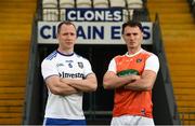17 June 2019; Vinny Corey of Monaghan and Stephen Sheridan of Armagh during a media event to promote the Monaghan v Armagh GAA Football All Ireland Senior Championship Round 2 game  in St. Tiernach's Park in Clones, Co Monaghan. Photo by Oliver McVeigh/Sportsfile