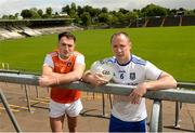 17 June 2019; Stephen Sheridan of Armagh and Vinny Corey of Monaghan during a media event to promote the Monaghan v Armagh GAA Football All Ireland Senior Championship Round 2 game  in St. Tiernach's Park in Clones, Co Monaghan. Photo by Oliver McVeigh/Sportsfile