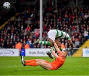 14 June 2019; James Talbot of Bohemians in action against Daniel Carr of Shamrock Rovers during the SSE Airtricity League Premier Division match between Bohemians and Shamrock Rovers at Dalymount Park in Dublin. Photo by Seb Daly/Sportsfile