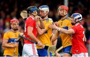 16 June 2019; Luke Meade of Cork during a coming together with Aidan McCarthy of Clare during the Munster GAA Hurling Senior Championship Round 5 match between Clare and Cork at Cusack Park in Ennis, Clare. Photo by Eóin Noonan/Sportsfile