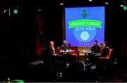 17 June 2019; Greatest League in the World podcast hosts Con Murphy, left, and Conan Byrne, second from left with Stuart Byrne, second from right, and Keith Fahey during the Greatest League in the World Live Show at Sugar Club in Dublin. Photo by Eóin Noonan/Sportsfile