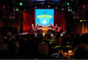 17 June 2019; Greatest League in the World podcast hosts Con Murphy, left, and Conan Byrne, second from left with Stuart Byrne, second from right, and Keith Fahey during the Greatest League in the World Live Show at Sugar Club in Dublin. Photo by Eóin Noonan/Sportsfile