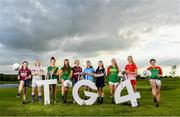 17 June 2019; U14's Milltown and Westmeath footballer Kelly Burke, Mary-Rose Kelly of Wexford, Máire O’Shaughnessy of Meath, U14's Trim and Meath footballer Sinéad Murphy, Fiona Claffey of Westmeath, Sinéad Goldrick of Dublin, U14's St Vincents and Dublin footballer Isabelle Dunne Nuala Mohan of Carlow, Kate Flood of Louth and U14's St Andrew's  and Carlow footballer Emer Lillis pictured at the Leinster LGFA Captain and Managers night ahead of the 2019 Leinster Ladies Senior, Intermediate and Junior Championship Finals, which will be played at Netwatch Cullen Park, Carlow, on June 30. Leinster LGFA will stream the Junior and Intermediate Finals, while the LGFA will stream the Senior Final. Managers and players from the participating counties were in attendance at Castleknock Golf Club in Castleknock, Co. Dublin. Photo by Harry Murphy/Sportsfile