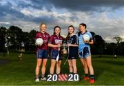 17 June 2019; Fiona Claffey of Westmeath, U14's Milltown and Westmeath footballer Kelly Burke, U14's St Vincents and Dublin footballer Isabelle Dunne, and Sinéad Goldrick of Dublin pictured at the Leinster LGFA Captain and Managers night ahead of the 2019 Leinster Ladies Senior, Intermediate and Junior Championship Finals, which will be played at Netwatch Cullen Park, Carlow, on June 30. Leinster LGFA will stream the Junior and Intermediate Finals, while the LGFA will stream the Senior Final. Managers and players from the participating counties were in attendance at Castleknock Golf Club in Castleknock, Co. Dublin. Photo by Harry Murphy/Sportsfile