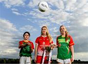17 June 2019; U14's St Andrew's and Carlow footballer Emer Lillis, Kate Flood of Louth and Nuala Mohan of Carlow pictured at the Leinster LGFA Captain and Managers night ahead of the 2019 Leinster Ladies Senior, Intermediate and Junior Championship Finals, which will be played at Netwatch Cullen Park, Carlow, on June 30. Leinster LGFA will stream the Junior and Intermediate Finals, while the LGFA will stream the Senior Final. Managers and players from the participating counties were in attendance at Castleknock Golf Club in Castleknock, Co. Dublin. Photo by Harry Murphy/Sportsfile