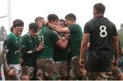 17 June 2019; Brian Deeny of Ireland celebrates with team-mates after scoring a try during the World Rugby U20 Championship Fifth Place Play-off Semi-final match between Ireland and England at Club De Rugby Ateneo Inmaculada in Santa Fe, Argentina. Photo by Florencia Tan Jun/Sportsfile