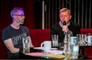 17 June 2019; Alan Caffrey, right, speaking alongside Mark McCaffrey during the Greatest League in the World Live Show at Sugar Club in Dublin. Photo by Eóin Noonan/Sportsfile