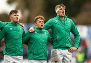 June 17 2019; Ireland squad during the national anthem prior to the World Rugby U20 Championship match between Ireland and England at Club Old Resian in Rosario, Argentina. photo by Florencia Tan Jun/Sporstfile