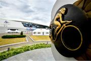 20 June 2019; A detailed view of a cycling sculpture outside the Minsk Arena Velodrome, where the track cycling events will take place, prior to the Minsk 2019 2nd European Games in Minsk, Belarus. Photo by Seb Daly/Sportsfile
