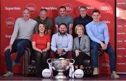 21 June 2019; SuperValu, Ireland’s largest grocery retailer with over 220 stores nationwide, teamed up with Ireland’s leading sports broadcasters, Off The Ball, to bring their award-winning show on the road this summer, to celebrate SuperValu’s 10th year as sponsor of the GAA Football All-Ireland Senior Championship. Joined by a host of special guests, the first stop on the SuperValu Off The Ball roadshow was St Finbarr’s National Hurling and Football Club in Togher, Co. Cork, which took place on Thursday 20th June. Pictured are former Kerry footballer and Off The Ball presenter Kieran Donaghy with, from left, front row, Cork ladies football captain Doireann O’Sullivan, Off The Ball presenter Nathan Murphy and Ann-Marie Fenton, SuperValu communications manager, back row, from left, former Cork players Tomas Mulcahy, Donncha O'Connor, Gerald McCarthy and Daniel Goulding. Photo by Matt Browne/Sportsfile