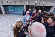 21 June 2019; Sport Ireland Chairperson Kieran Mulvey speaks to members of the media after the Launch of Governance Review Group report at the Football Association of Ireland, National Sports Campus in Abbotstown, Dublin. Photo by Sam Barnes/Sportsfile