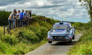 21 June 2019; Josh Moffet and Keith Moriarty in their Hyundai i20 R5 on SS 2 Grianan  during Day 1 of the 2019 Joule Donegal International Rally in Letterkenny, Donegal. Photo by Philip Fitzpatrick/Sportsfile