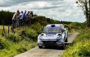 21 June 2019; Josh Moffet and Keith Moriarty in their Hyundai i20 R5 on SS 2 Grianan during Day 1 of the 2019 Joule Donegal International Rally in Letterkenny, Donegal. Photo by Philip Fitzpatrick/Sportsfile
