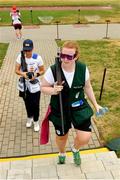 22 June 2019; Aoife Gormally of Ireland leaves the range after competing in the first round of the Women's Shooting Trap qualification at the Sporting Club on Day 2 of the Minsk 2019 2nd European Games in Minsk, Belarus. Photo by Seb Daly/Sportsfile