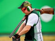 22 June 2019; Derek Burnett of Ireland competing in the Men's Shotgun Trap qualification at the Sporting Club on Day 2 of the Minsk 2019 2nd European Games in Minsk, Belarus. Photo by Seb Daly/Sportsfile