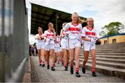 22 June 2019; Cork players make their way out for the warm-up prior to the Ladies Football All-Ireland U14 Platinum Final 2019 match between Cork and Galway at St Rynaghs in Banagher, Offaly. Photo by Ben McShane/Sportsfile