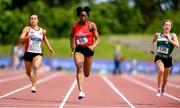 22 June 2019; Yemi Talabi of Moyne CS, Co. Longford, centre, on her way to winning the Girls 100m event during the Irish Life Health Tailteann Inter-provincial Games at Santry in Dublin. Photo by Sam Barnes/Sportsfile