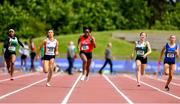 22 June 2019; Yemi Talabi of Moyne CS, Co. Longford, centre, on her way to winning the Girls 100m event during the Irish Life Health Tailteann Inter-provincial Games at Santry in Dublin. Photo by Sam Barnes/Sportsfile