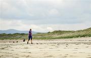 22 June 2019; Parkrun Ireland in partnership with Vhi, added a new parkrun at Narin Beach on Saturday 22nd June, with the introduction of the Narin parkrun on Narin Beach in Portnoo, Donegal. Parkruns take place over a 5km course weekly, are free to enter and are open to all ages and abilities, providing a fun and safe environment to enjoy exercise. To register for a parkrun near you visit www.parkrun.ie. Pictured is Lyndsey Tyro, from Belfast, during the parkrun. Photo by Ramsey Cardy/Sportsfile