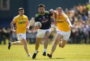 22 June 2019; Fergal Conway of Kildare in action against Declan Lynch of Antrim during the GAA Football All-Ireland Senior Championship Round 2 match between Antrim and Kildare at Corrigan Park in Belfast, Antrim. Photo by Ramsey Cardy/Sportsfile