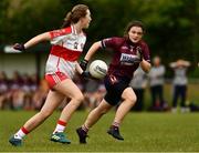 22 June 2019; Carla Collins of Derry in action against Kelly Burke of Westmeath during the Ladies Football All-Ireland U14 Bronze Final 2019 match between Derry and Westmeath at St Aidan's GAA Club in Templeport, Cavan. Photo by Ray McManus/Sportsfile