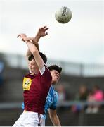 22 June 2019; Shane Reid of Westmeath in action against Ben Millist of Dublin during the Electric Ireland Leinster GAA Football Minor Championship semi-final match between Westmeath and Dublin at TEG Cusack Park in Mullingar, Co. Westmeath. Photo by Diarmuid Greene/Sportsfile