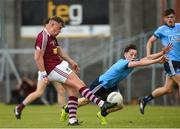 22 June 2019; Ben McGauran of Westmeath in action against Conor Tyrell of Dublin during the Electric Ireland Leinster GAA Football Minor Championship semi-final match between Westmeath and Dublin at TEG Cusack Park in Mullingar, Co. Westmeath. Photo by Diarmuid Greene/Sportsfile