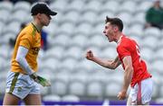 22 June 2019; Kelan Scannell of Cork celebrates after scoring his side's first goal during the Electric Ireland Munster GAA Football Minor Championship Final match between Cork and Kerry at Páirc Ui Chaoimh in Cork.  Photo by Brendan Moran/Sportsfile