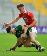 22 June 2019; Luke Chester of Kerry in action against Hugh Murphy of Cork during the Electric Ireland Munster GAA Football Minor Championship Final match between Cork and Kerry at Páirc Ui Chaoimh in Cork.  Photo by Brendan Moran/Sportsfile