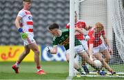 22 June 2019; Kevin Goulding of Kerry celebrates after scoring his side's third goal during the Electric Ireland Munster GAA Football Minor Championship Final match between Cork and Kerry at Páirc Ui Chaoimh in Cork.  Photo by Brendan Moran/Sportsfile