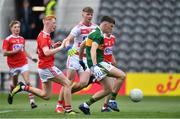 22 June 2019; Kevin Goulding of Kerry scores his side's third goal during the Electric Ireland Munster GAA Football Minor Championship Final match between Cork and Kerry at Páirc Ui Chaoimh in Cork.  Photo by Brendan Moran/Sportsfile