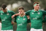 22 June 2019; Ireland players stand for the national anthem prior to the New World Rugby U20 Championship Pool B match between Zealand and Ireland at Club Old Resian in Rosario, Argentina. Photo by Florencia Tan Jun/Sportsfile