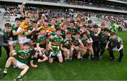 22 June 2019; The Kerry team celebrate with the cup after the Electric Ireland Munster GAA Football Minor Championship Final match between Cork and Kerry at Páirc Ui Chaoimh in Cork.  Photo by Brendan Moran/Sportsfile