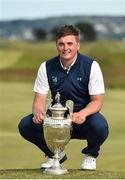 22 June 2019; James Sugrue of Mallow Golf Club, Co. Cork, with the trophy following the final day of the R&A Amateur Championship at Portmarnock Golf Club in Dublin.  Photo by Sam Barnes/Sportsfile