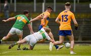 22 June 2019; Jamie Malone of Clare scores his side's first goal past Cathal McCrann of Leitrim during the GAA Football All-Ireland Senior Championship Round 2 match between Leitrim and Clare at Avantcard Páirc Seán Mac Diarmada in Carrick-on-Shannon, Leitrim. Photo by Daire Brennan/Sportsfile