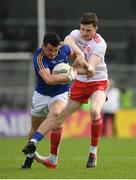 22 June 2019; Barry McKeon of Longford in action against Rory Brennan of Tyrone during the GAA Football All-Ireland Senior Championship Round 2 match between Longford and Tyrone at Glennon Brothers Pearse Park in Longford.  Photo by Eóin Noonan/Sportsfile