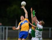 22 June 2019; Gary Brennan of Clare in action against Cathal McCrann of Leitrim during the GAA Football All-Ireland Senior Championship Round 2 match between Leitrim and Clare at Avantcard Páirc Seán Mac Diarmada in Carrick-on-Shannon, Leitrim. Photo by Daire Brennan/Sportsfile