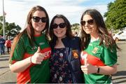 22 June 2019; Emma & Karen Cunningham and Leona Ruane from Castlebar before the GAA Football All-Ireland Senior Championship Round 2 match between Down and Mayo at Pairc Esler in Newry, Down.  Photo by Oliver McVeigh/Sportsfile