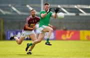 22 June 2019; Seamus O'Carroll of Limerick in action against Kevin Maguire of Westmeath during the GAA Football All-Ireland Senior Championship Round 2 match between Westmeath and Limerick at TEG Cusack Park in Mullingar, Co. Westmeath. Photo by Diarmuid Greene/Sportsfile