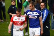 22 June 2019; Eoin Lowry, left, and Donal Kingston of Laois following the GAA Football All-Ireland Senior Championship Round 2 match between Derry and Laois at Derry GAA Centre of Excellence in Owenbeg, Derry. Photo by Ramsey Cardy/Sportsfile