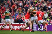 22 June 2019; David Moran of Kerry in action against Nathan Walsh and Ian Maguire of Cork during the Munster GAA Football Senior Championship Final match between Cork and Kerry at Páirc Ui Chaoimh in Cork.  Photo by Brendan Moran/Sportsfile
