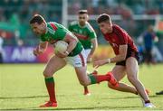 22 June 2019;Andy Moran of Mayo in action against Pat Havern of Down during the GAA Football All-Ireland Senior Championship Round 2 match between Down and Mayo at Pairc Esler in Newry, Down.  Photo by Oliver McVeigh/Sportsfile